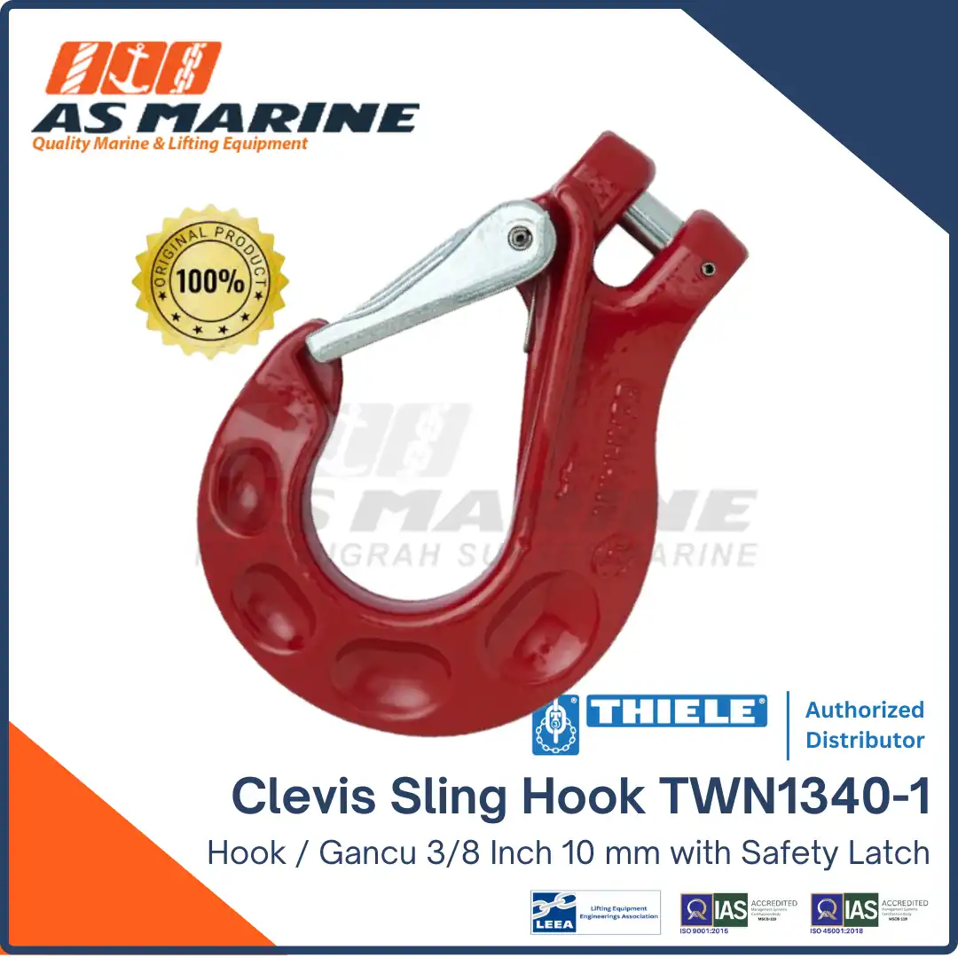 THIELE Clevis Sling Hook / Kait / Gancu TWN 1340/1 10 mm 3.15 Ton with Safety Latch Kit